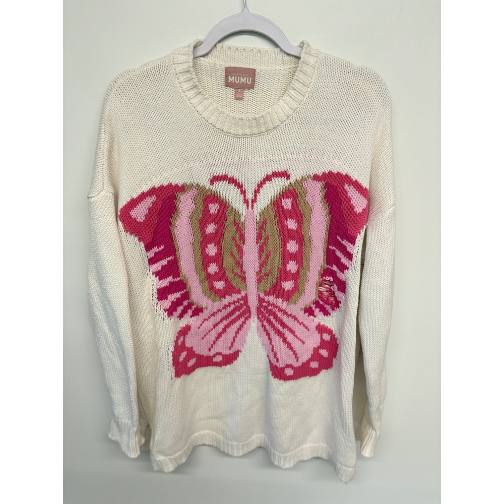 Epicycle Ready Show Me Your Mumu Butterfly Sweater S Knit Cottagecore - FLAW